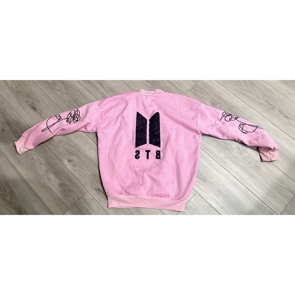 BTS Sweatshirt Unisex Medium Pink Good Love Yourself Graphic K-Pop Merch - Picture 3 of 4